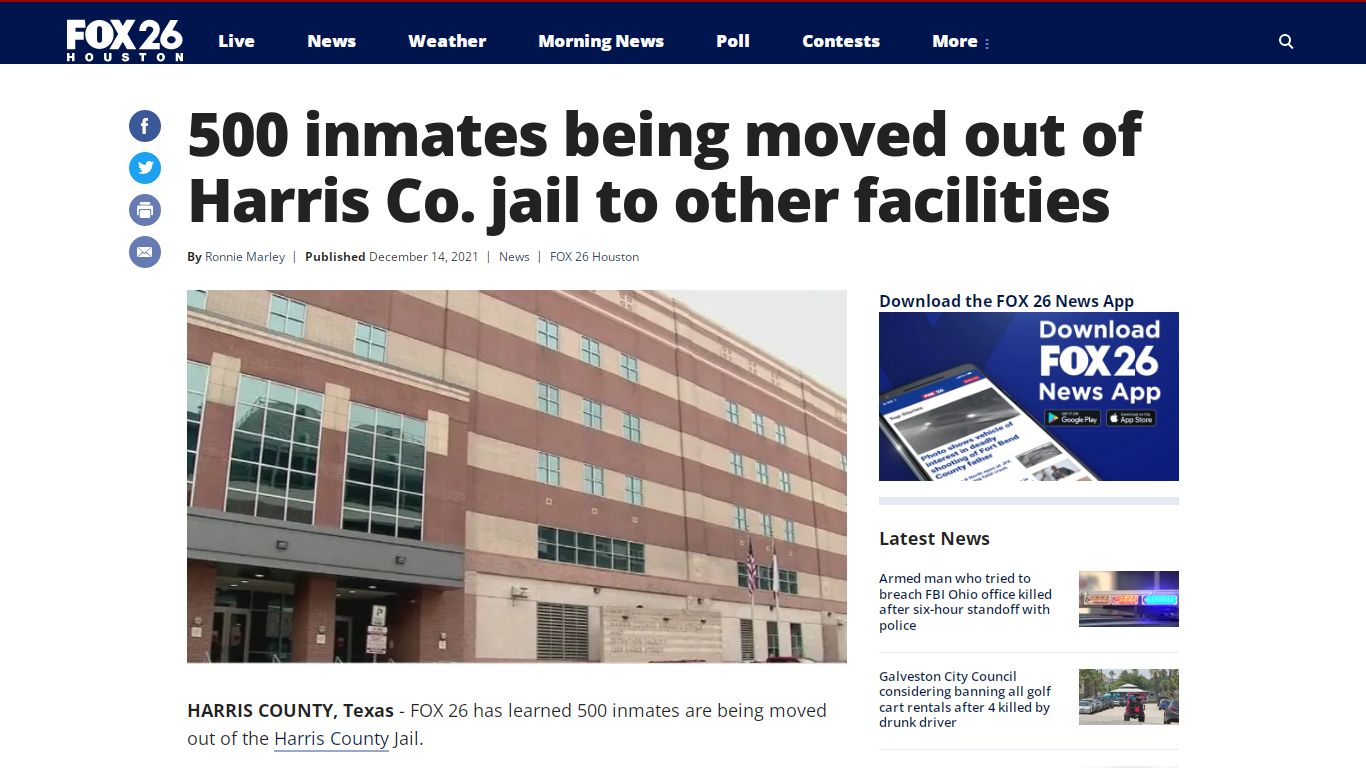 500 inmates being moved out of Harris Co. jail to other ...