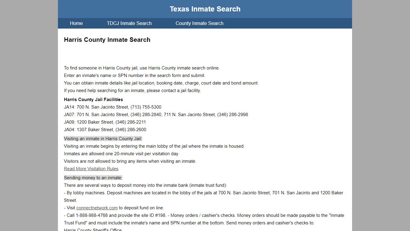 Harris County Jail Inmate Search